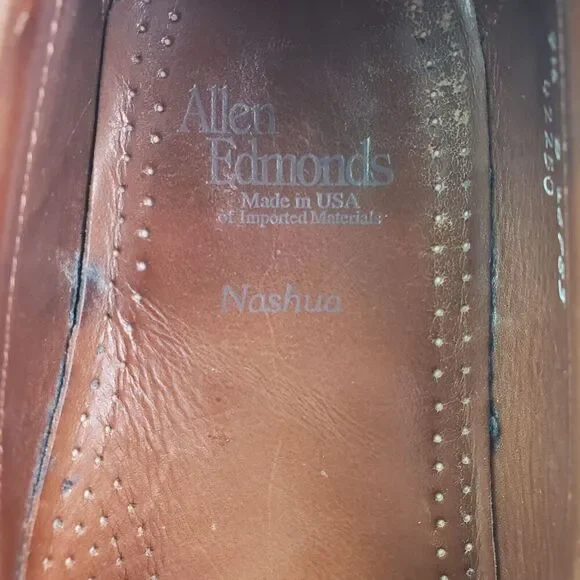 Allen Edmonds Nashua Mens Size 9.5 Brown Black Leather Kiltie Tassel Loafer Shoe